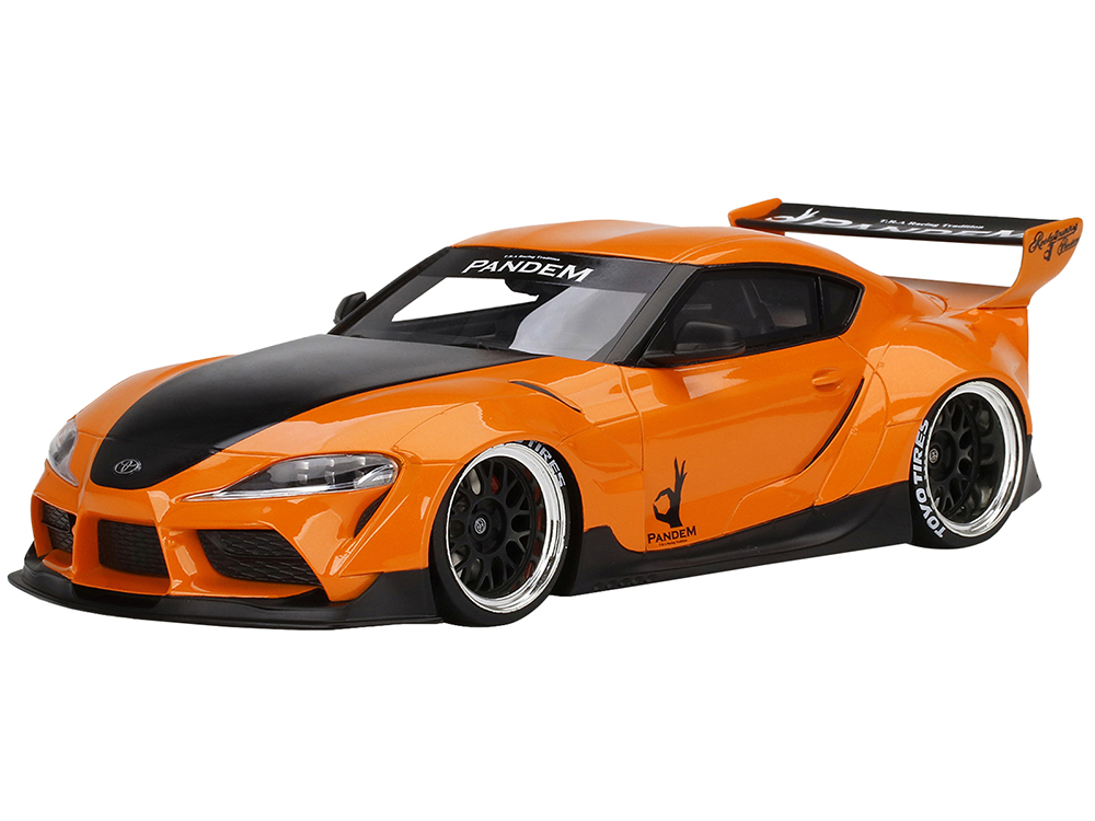 Toyota Pandem GR Supra V1.0 Orange with Black Hood 1/18 Model Car by Top Speed