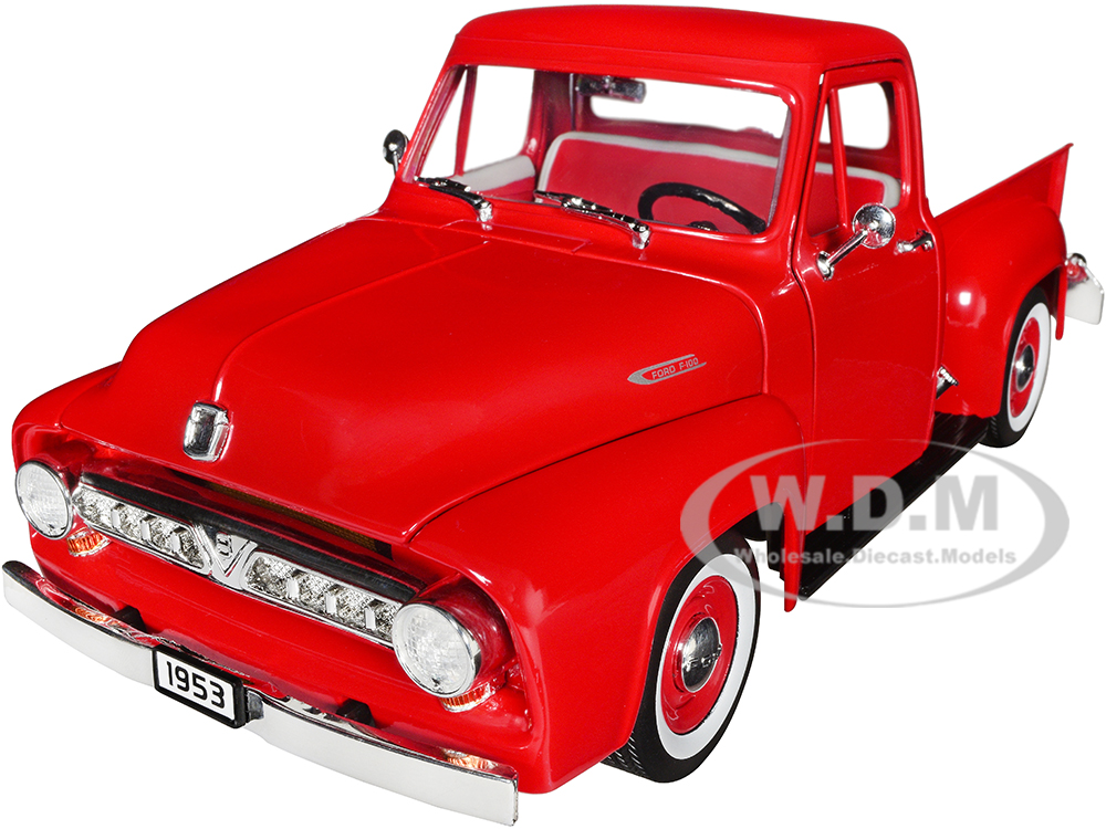 1953 Ford F-100 Pickup Truck Red 1/18 Diecast Model Car by Road Signature
