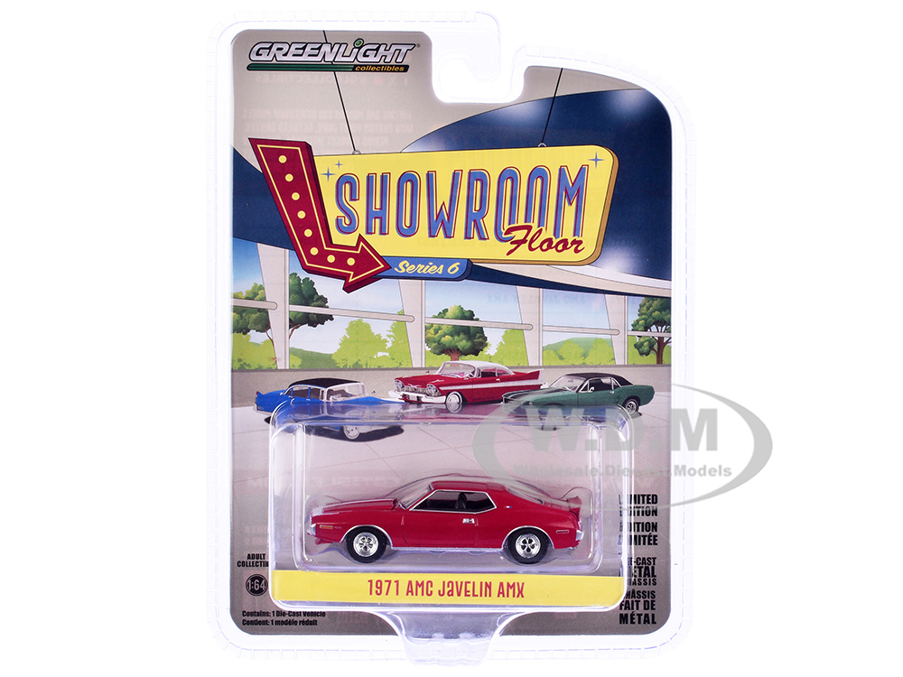 1971 AMC Javelin AMX Matador Red with White Hood Stripe "Showroom Floor" Series 6 1/64 Diecast Model Car by Greenlight