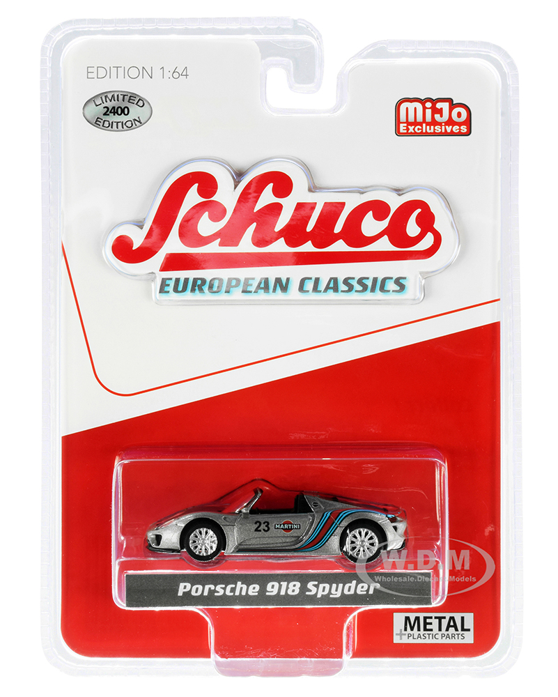 Image of Porsche 918 Spyder 23 "Martini Racing" Silver Metallic "European Classics" Series Limited Edition to 2400 pieces Worldwide 1/64 Diecast Model Car by