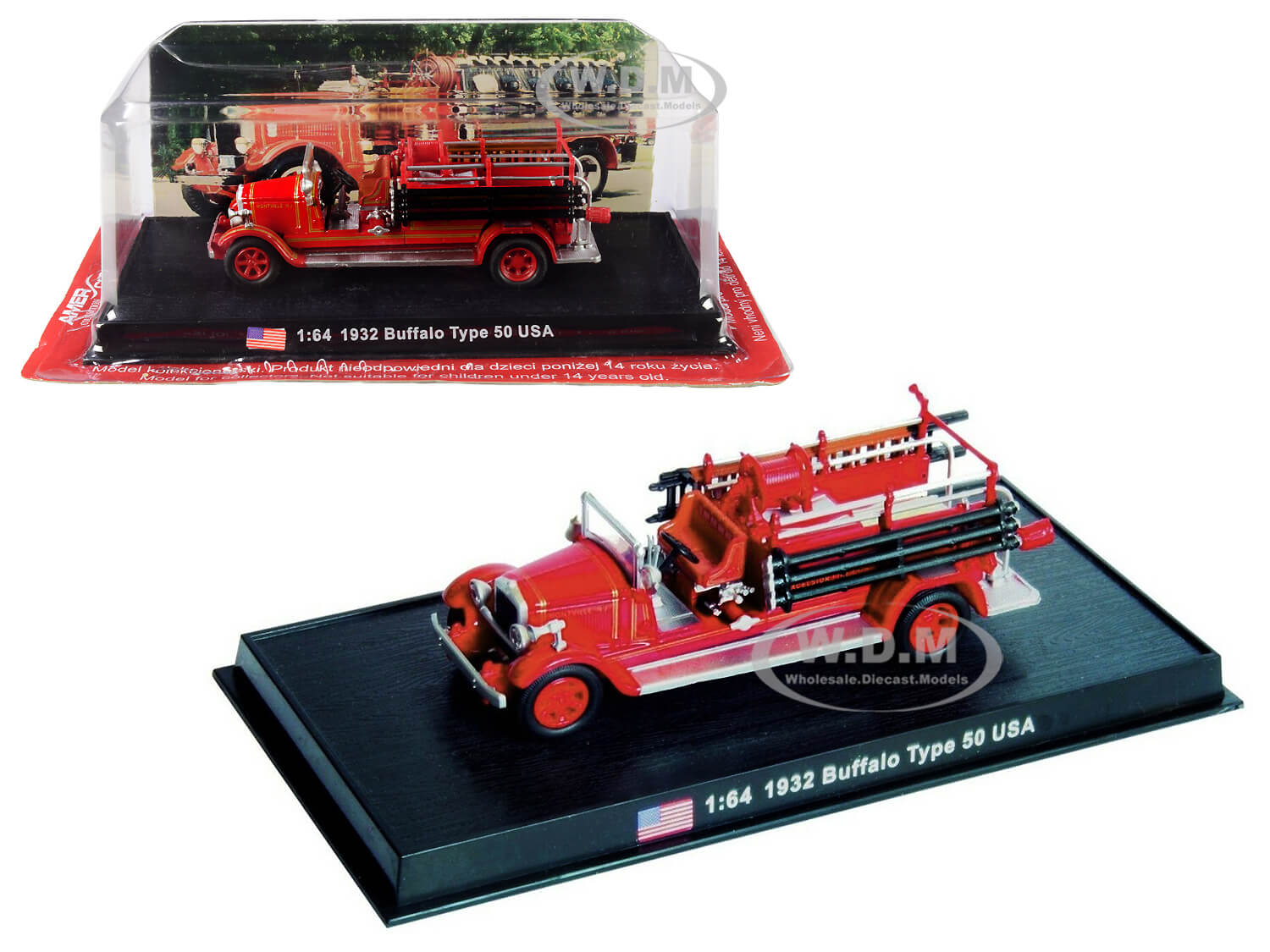 Image of 1932 Buffalo Type 50 Fire Engine (Montville New Jersey) 1/64 Diecast Model by Amercom