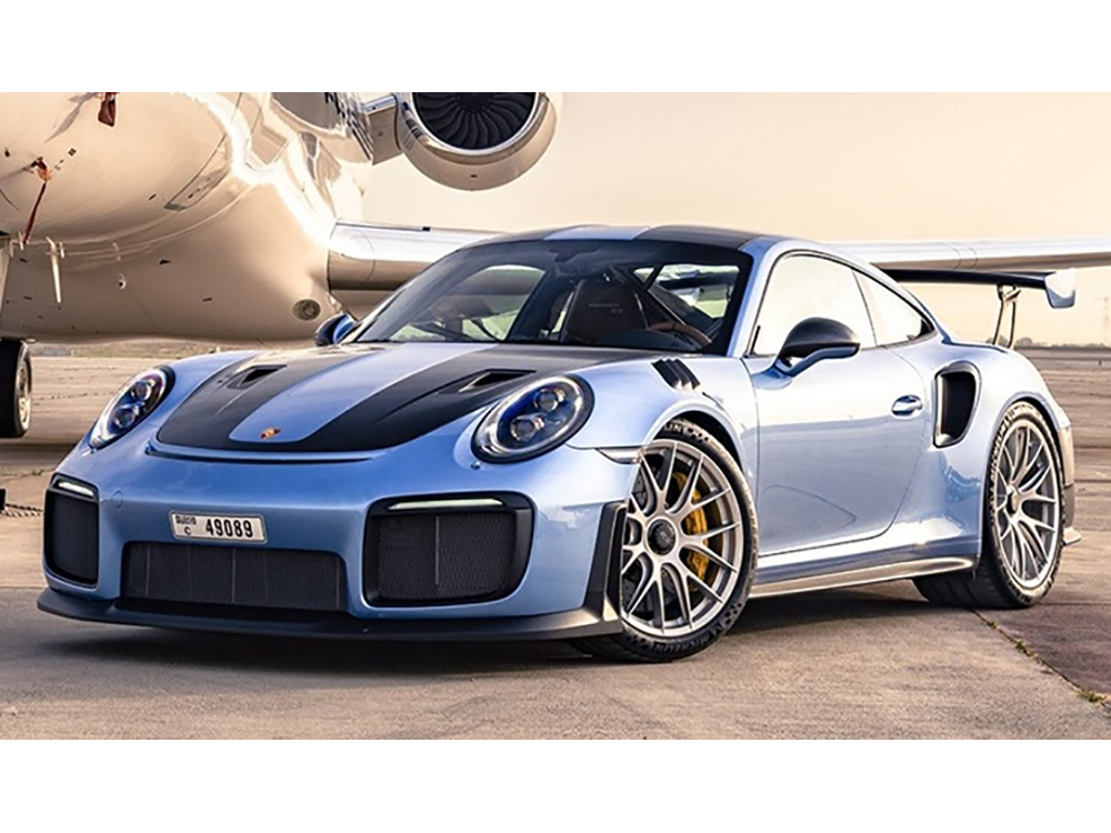 2021 Porsche 911 GT2 RS Medium Blue 1/18 Model Car By GT Spirit