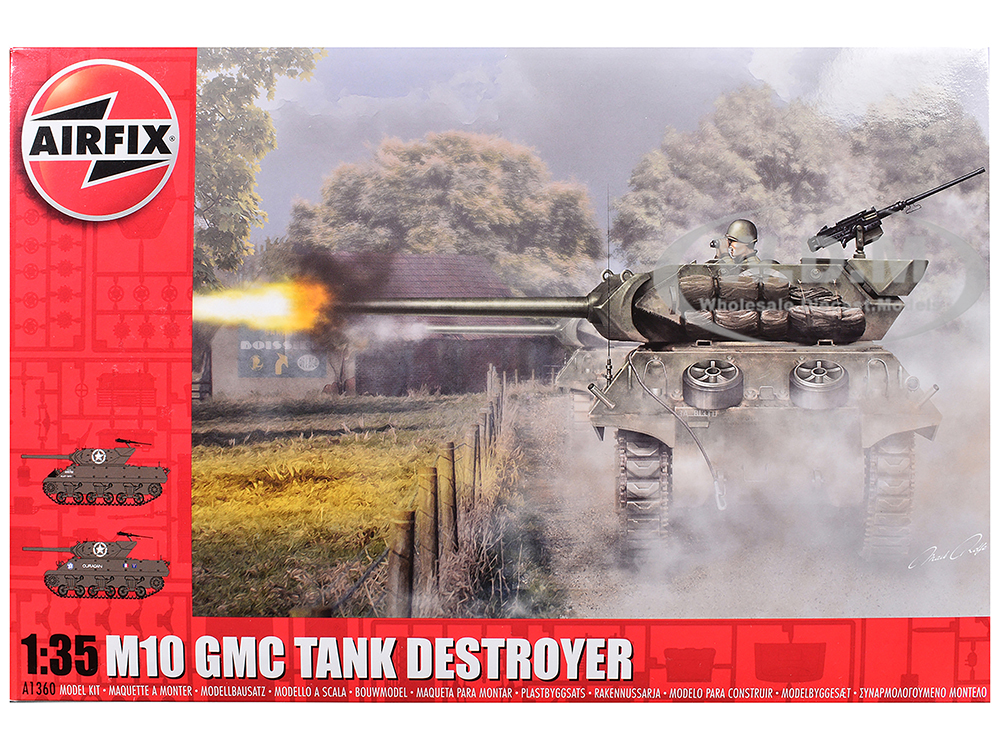 Level 3 Model Kit M10 Gun Motor Carriage (GMC) Tank Destroyer with 2 Scheme Options 1/35 Plastic Model Kit by Airfix