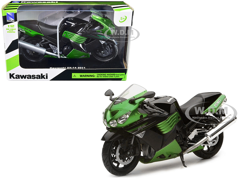 2011 Kawasaki ZX-14 Ninja Green Motorcycle Model 1/12 by New Ray