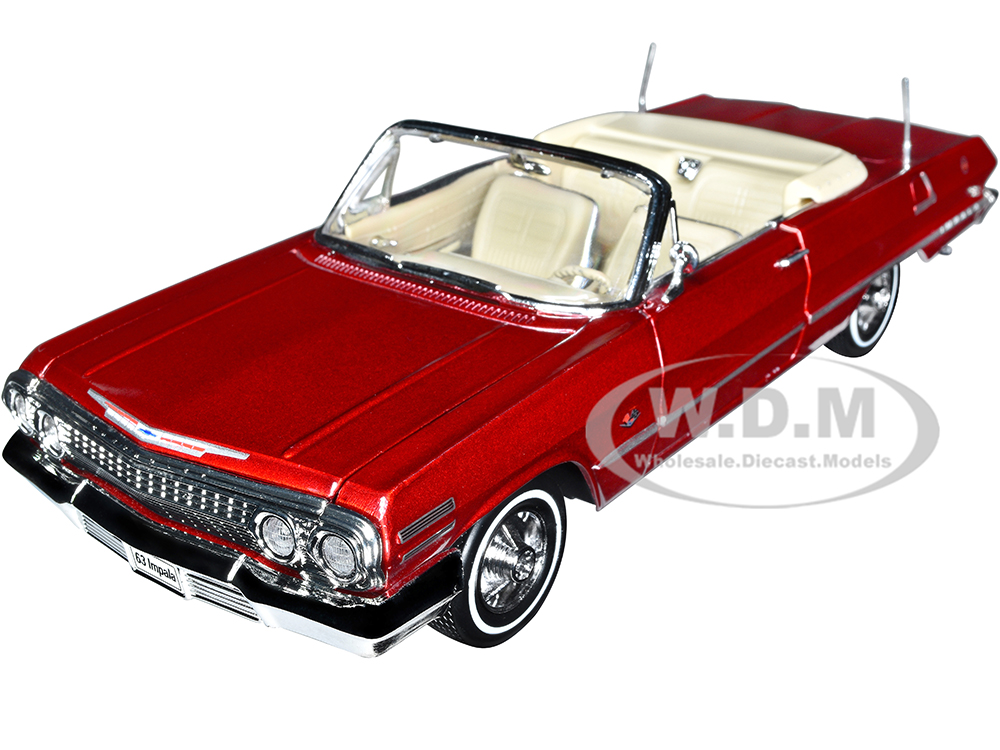 1963 Chevrolet Impala Convertible Red Metallic NEX Models 1/24 Diecast Model Car By Welly