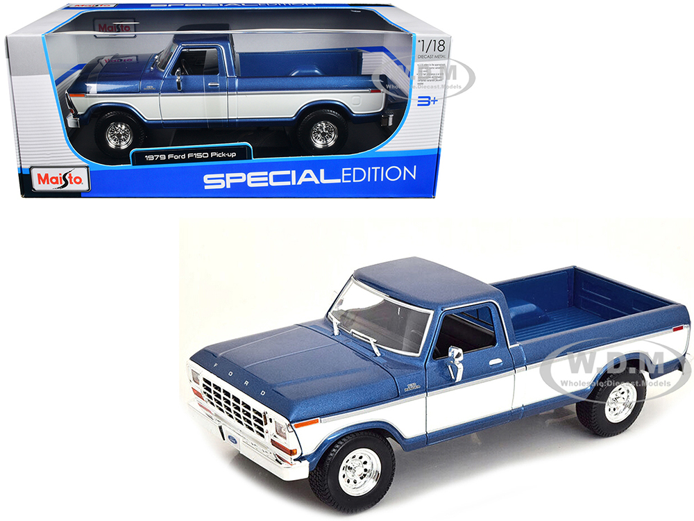 1979 Ford F-150 Ranger Pickup Truck Blue Metallic and Cream "Special Edition" 1/18 Diecast Model Car by Maisto