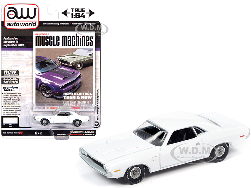 1970 Dodge Challenger R/T White "Hemmings Muscle Machines" Magazine Cover Car (September 2019) Limited Edition to 10120 pieces Worldwide 1/64 Diecast