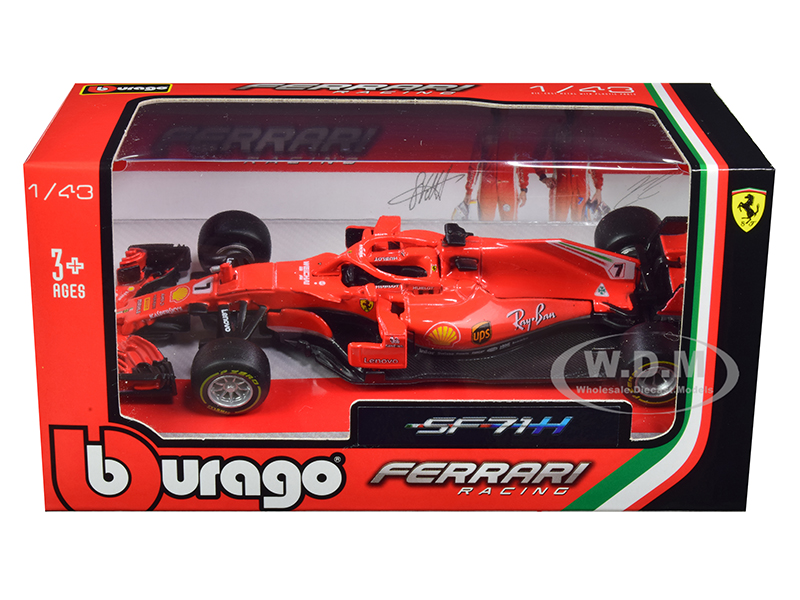 Image of Ferrari Racing SF71H 7 Kimi Raikkonen F1 Formula One Car 1/43 Diecast Model Car by Bburago