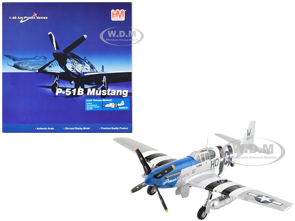 North American P-51C Mustang Fighter Aircraft Princess Elizabeth Gathering of Mustangs and Legends United Kingdom (2007) United States Air Force Air Power Series 1/48 Diecast Model by Hobby Master