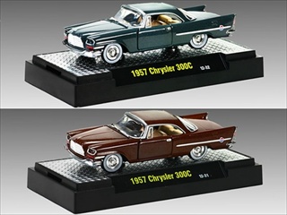 Auto Thentics 1957 Chrysler 300c 2pc Cars Set With Cases 1/64 Diecast Model Cars By M2 Machines