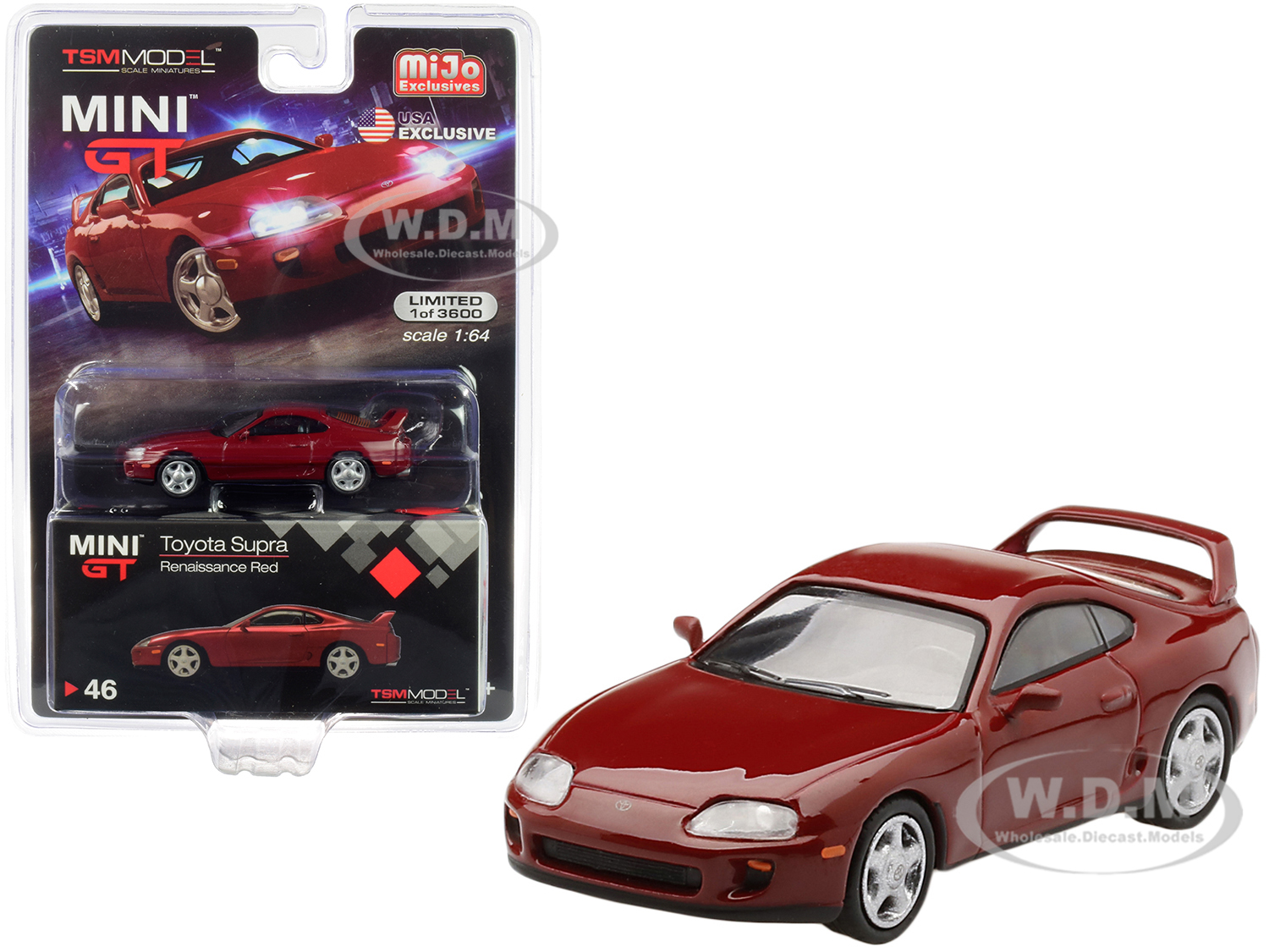 Toyota Supra (jza80) Lhd (left Hand Drive) Renaissance Red Limited Edition To 3600 Pieces Worldwide 1/64 Diecast Model Car By True Scale Miniatures