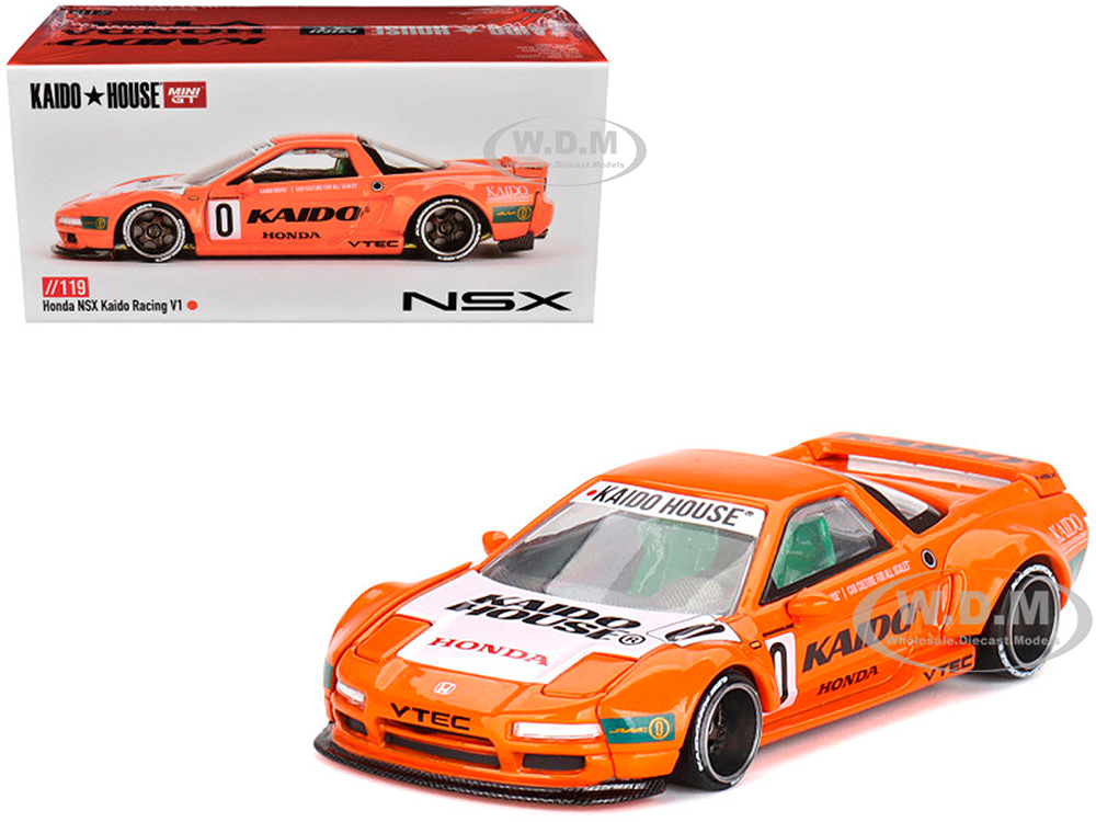 Honda NSX Kaido Racing V1 Orange with White Hood (Designed by Jun Imai) Kaido House Special 1/64 Diecast Model Car by Mini GT