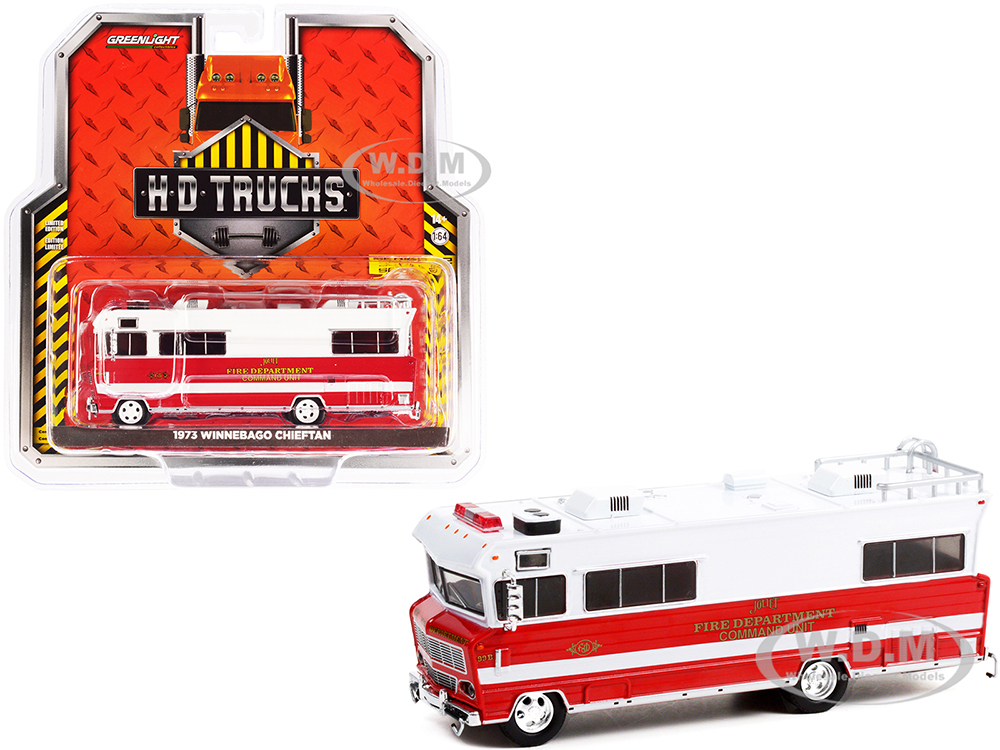 1973 Winnebago Chieftain White and Red "Joliet Fire Department Command Unit" (Illinois) "H.D. Trucks" Series 22 1/64 Diecast Model Car by Greenlight