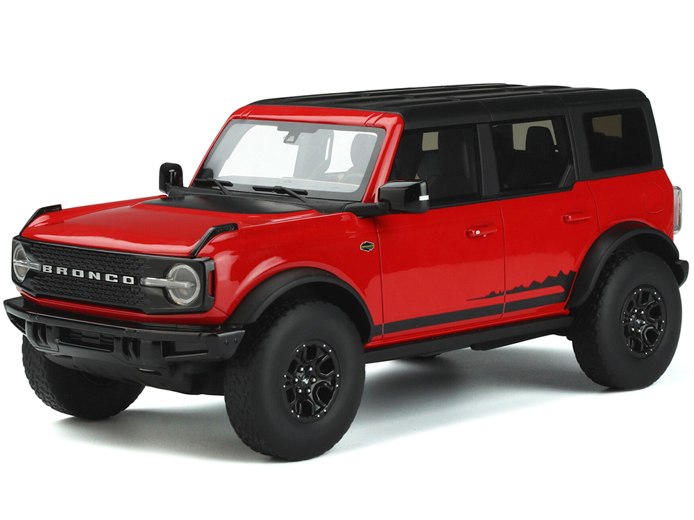 2021 Ford Bronco Wildtrak 4 Doors Red with Black Top Limited Edition to 999 pieces Worldwide 1/18 Model Car by GT Spirit
