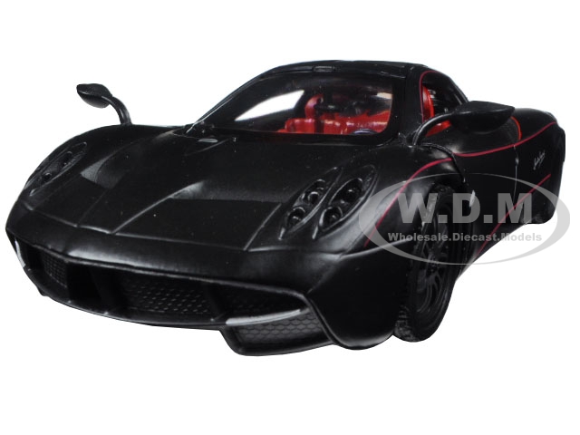 Pagani Huayra Matt Black with Red Interior 1/24 Diecast Model Car by Motormax