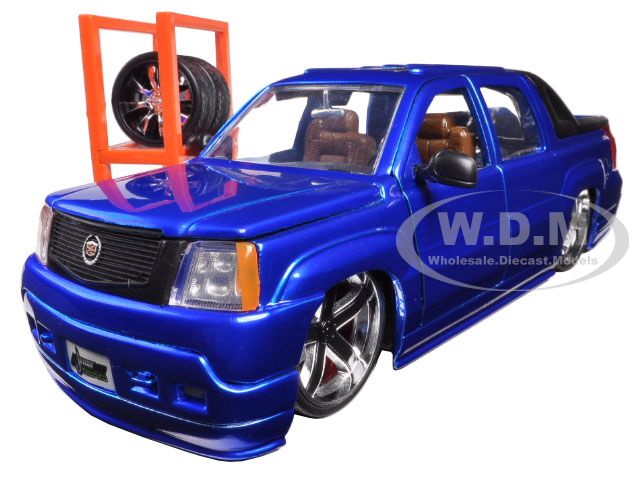2002 Cadillac Escalade EXT Blue "Just Trucks" with Extra Wheels 1/24 Diecast Car Model by Jada