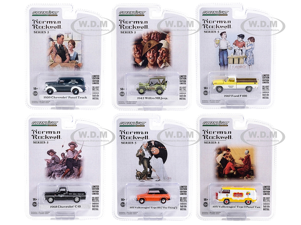 Norman Rockwell Set of 6 pieces Series 5 1/64 Diecast Model Cars by Greenlight