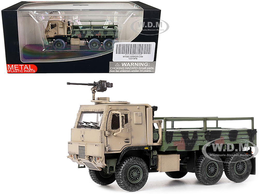 M1083 MTV (Medium Tactical Vehicle) Armored Cab Cargo Truck with Turret NATO Camouflage "US Army" "Armor Premium" Series 1/72 Diecast Model by Panzer