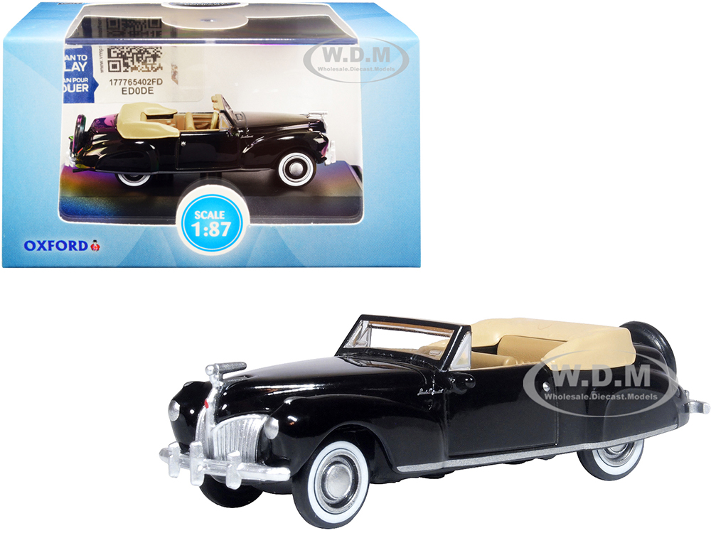 1941 Lincoln Continental Convertible Black with Tan Interior 1/87 (HO) Scale Diecast Model Car by Oxford Diecast