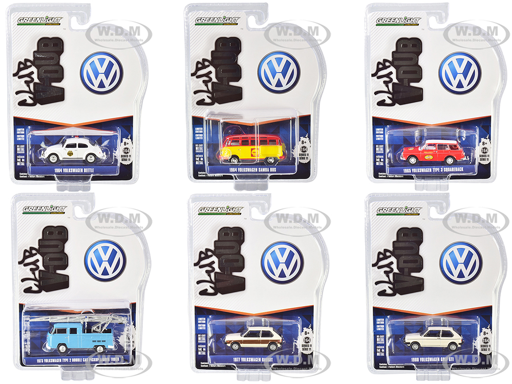 "Club Vee V-Dub" Set of 6 pieces Series 11 1/64 Diecast Model Cars by Greenlight