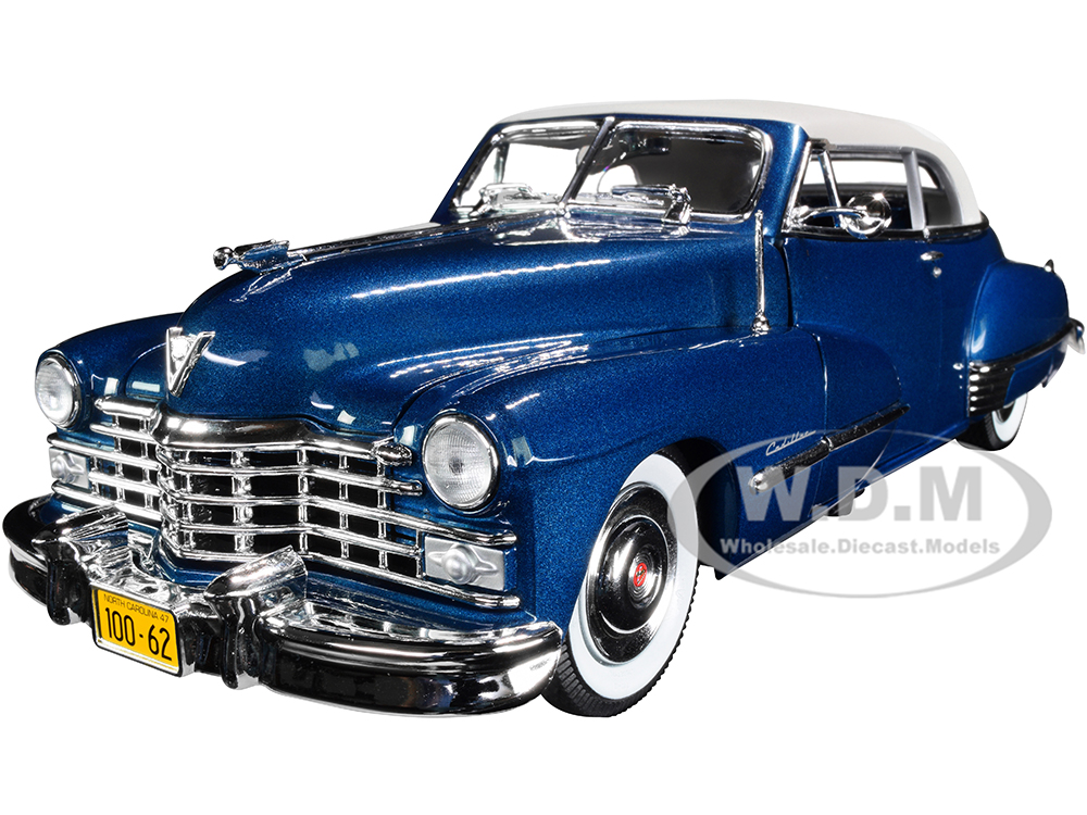 1947 Cadillac Series 62 Soft Top Beldon Blue Metallic with Beige Top 1/18 Diecast Model Car by Auto World