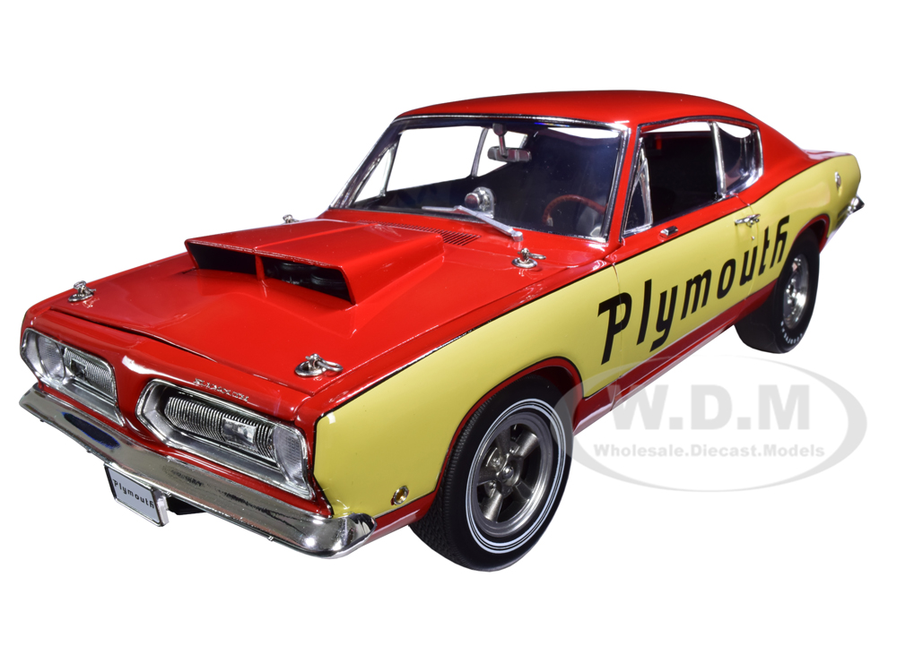 Image of 1968 Plymouth Barracuda Super Stock Test Mule Red and Yellow Limited Edition to 462 pieces Worldwide 1/18 Diecast Model Car by ACME