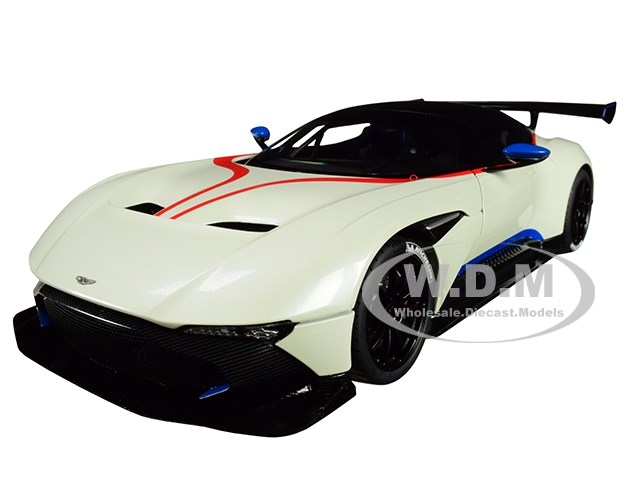 Aston Martin Vulcan Stratus White With Red And Blue Stripes 1/18 Model Car By Autoart