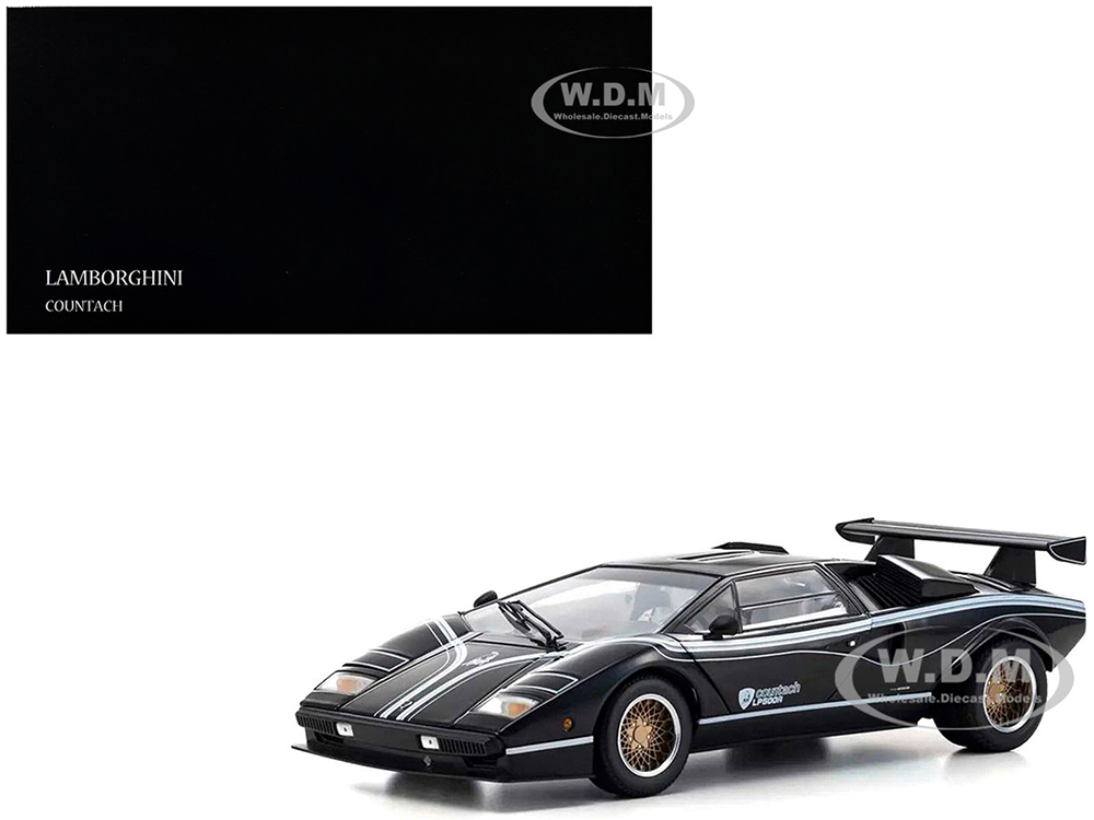 Lamborghini Countach LP 500R Black with White Interior 1/18 Diecast Model Car by Kyosho