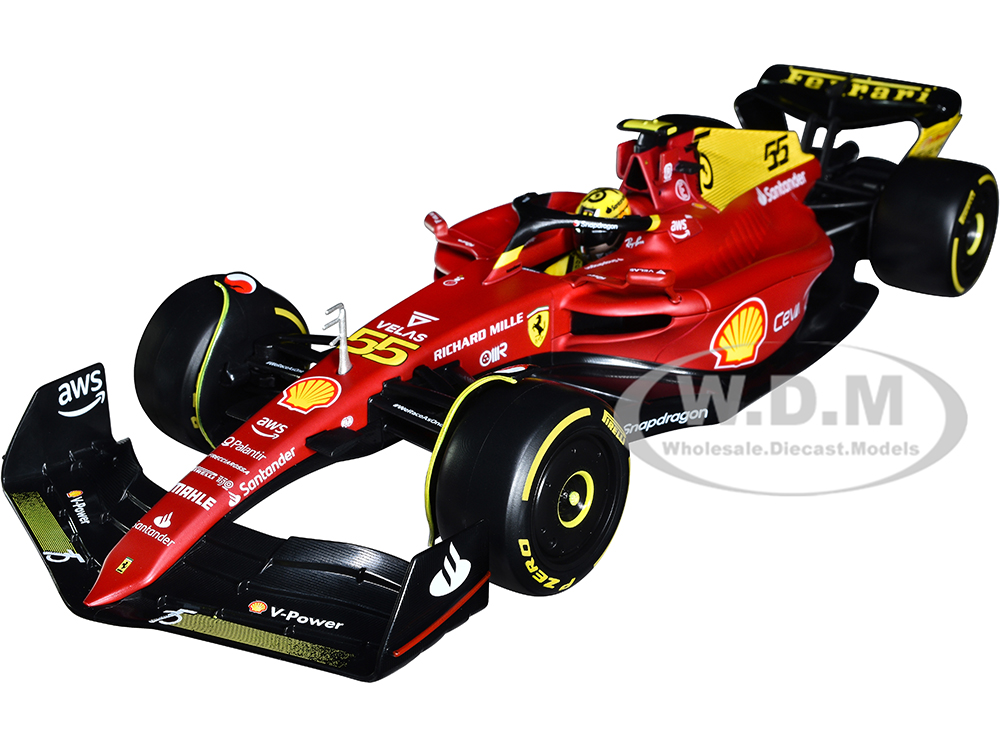 Ferrari F1-75 #55 Carlos Sainz Giallo Modena Formula One F1 Italian GP (2022) Formula Racing Series 1/18 Diecast Model Car by Bburago