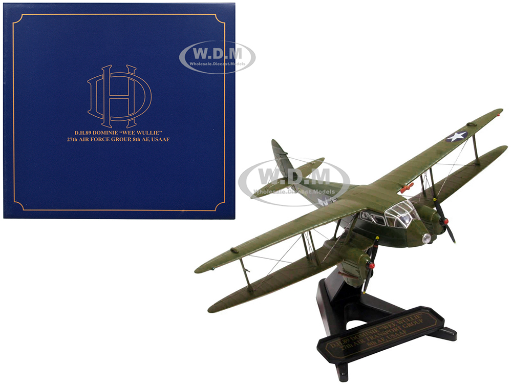 De Havilland D.H.89 Dominie Dragon Rapide Aircraft Wee Wullie 27th Air Force Group 8th AF USAAF 1/72 Diecast Model Airplane by Oxford Diecast