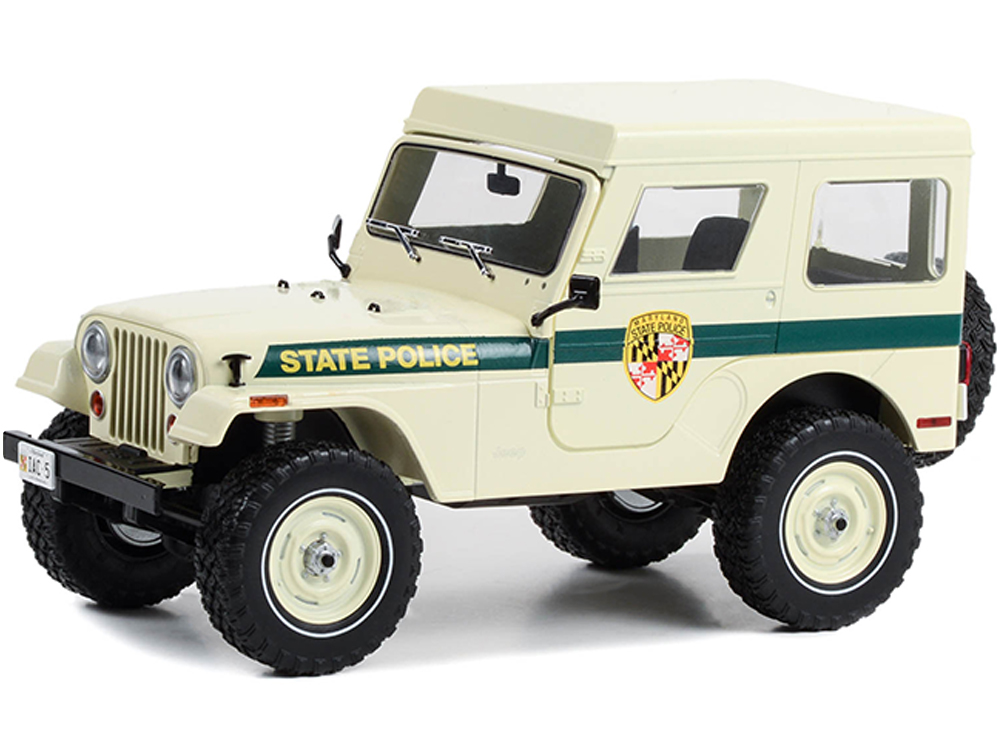 1983 Jeep CJ-5 Cream Hardtop Maryland State Police Artisan Collection 1/18 Diecast Model Car By Greenlight