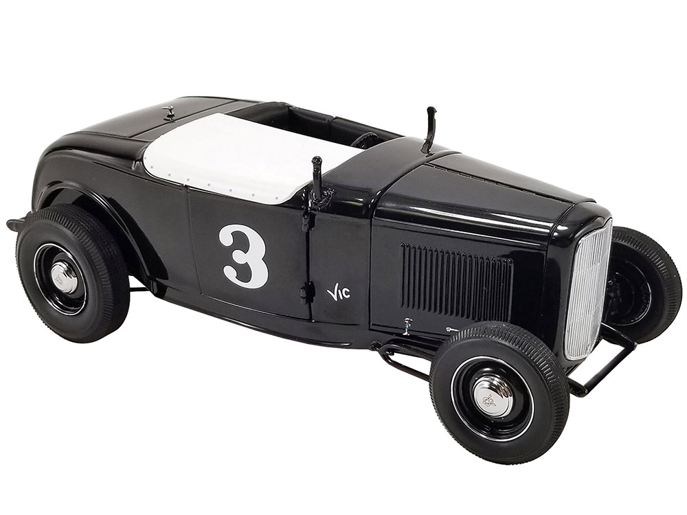 1932 Ford Salt Flat Roadster 3 Black "Vic Edelbrock" Limited Edition to 414 pieces Worldwide 1/18 Diecast Model Car by ACME