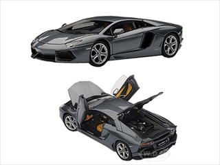 Image of Lamborghini Aventador LP700-4 Metallic Grey w/Openings 1/43 Diecast Model Car by Autoart