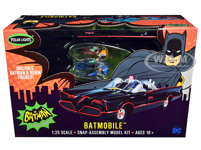 Skill 2 Snap Model Kit 1966 Batmobile with Batman and Robin Figurines Batman (1966-1968) Classic TV Series 1/25 Scale Model by Polar Lights