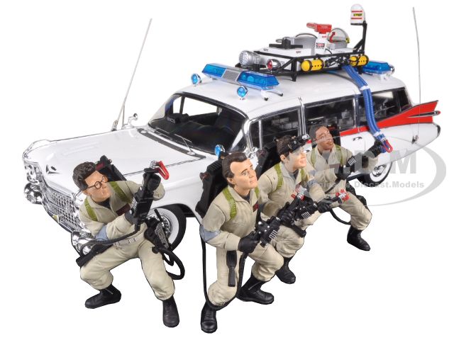 1959 Cadillac Ambulance Ecto-1 From "Ghostbusters 1" Movie 30th Anniversary with 4 Figures Elite Edition 1/18 by Hotwheels