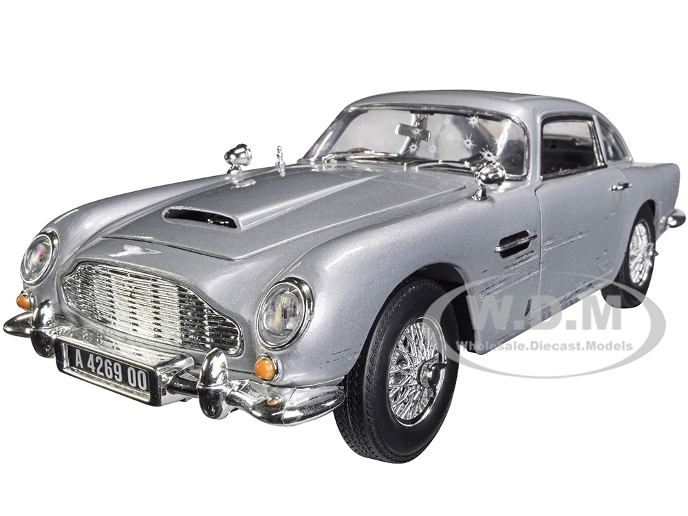 Aston Martin DB5 Coupe RHD (Right Hand Drive) Silver Birch Metallic (Damaged Version) James Bond 007 "No Time to Die" (2021) Movie "Silver Screen Mac