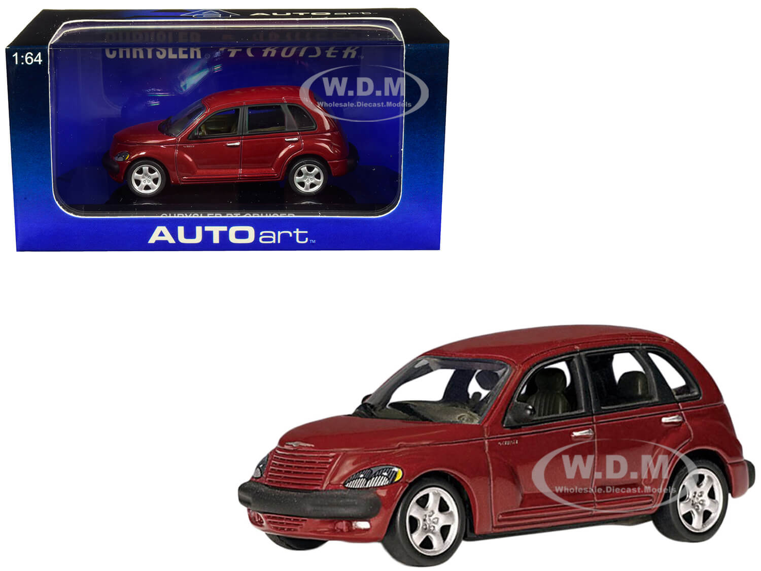 2001 Chrysler PT Cruiser Dark Red Metallic 1/64 Diecast Model Car by Autoart