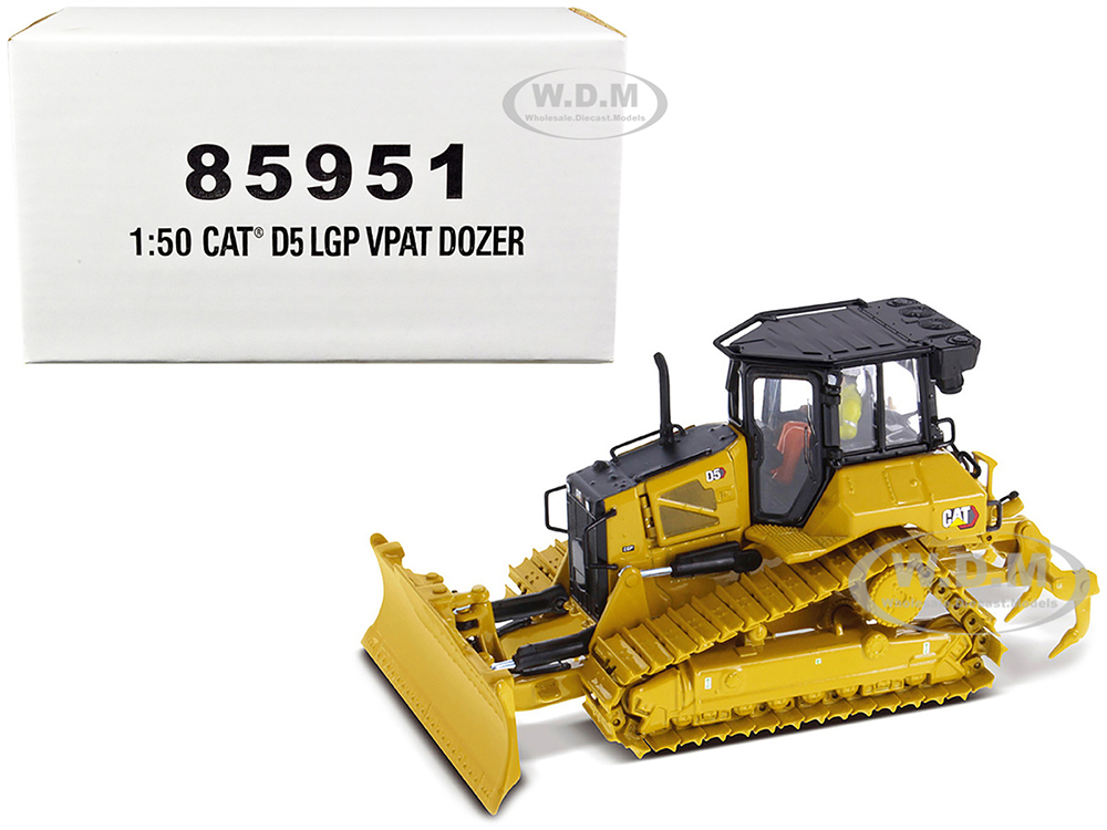 CAT Caterpillar D5 LGP VPAT Track Type Tractor Dozer Yellow with Operator High Line Series 1/50 Diecast Model by Diecast Masters