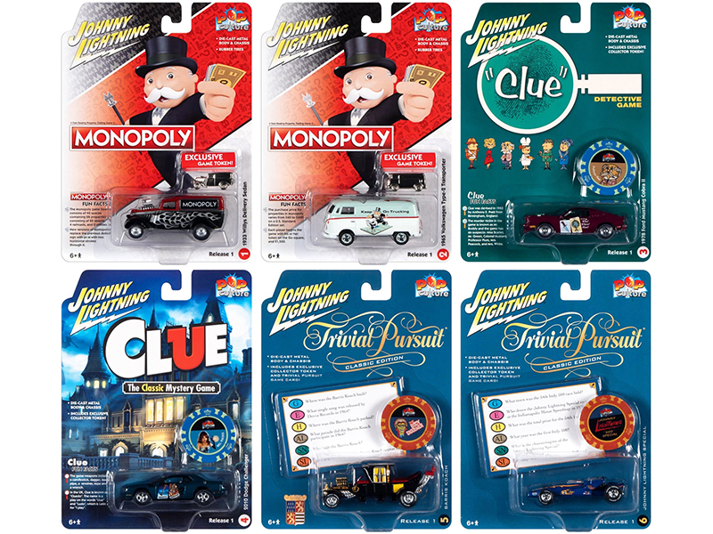 Pop Culture 2021 Set of 6 Cars Release 1 1/64 Diecast Model Cars by Johnny Lightning