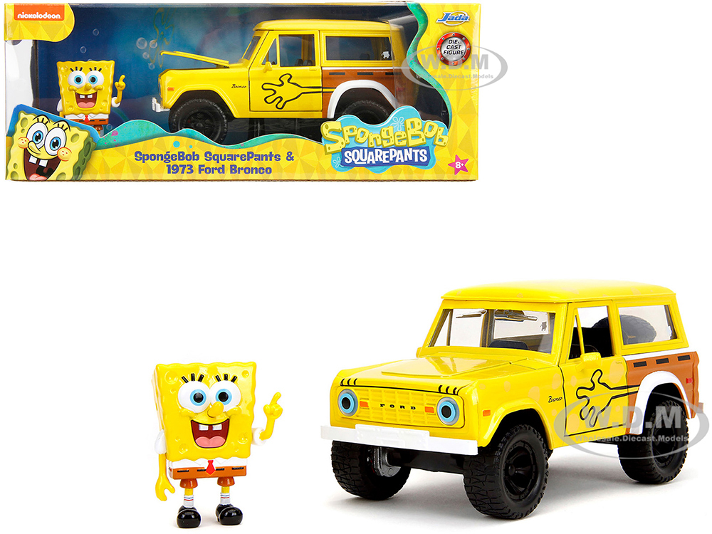 1973 Ford Bronco Yellow with Graphics and SpongeBob SquarePants Diecast Figure "SpongeBob SquarePants" (1999Current) TV Series "Hollywood Rides" Seri