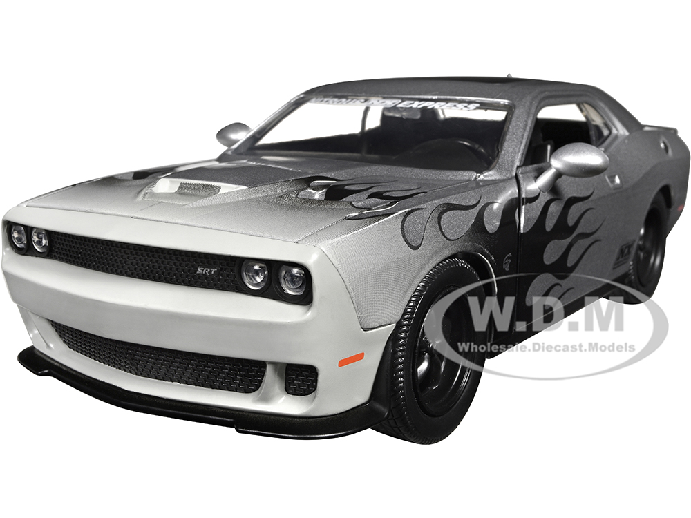 2015 Dodge Challenger SRT Hellcat Silver Metallic with Flames 