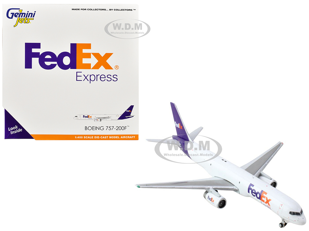 Boeing 757-200F Commercial Aircraft "FedEx (Federal Express)" (N921FD) White with Purple Tail 1/400 Diecast Model Airplane by GeminiJets