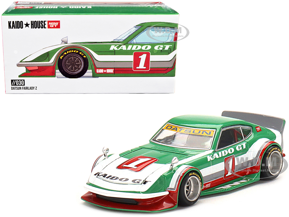 Datsun Fairlady Z Kaido GT V2 RHD (Right Hand Drive) 1 Green with Stripes (Designed by Jun Imai) "Kaido House" Special 1/64 Diecast Model Car by True