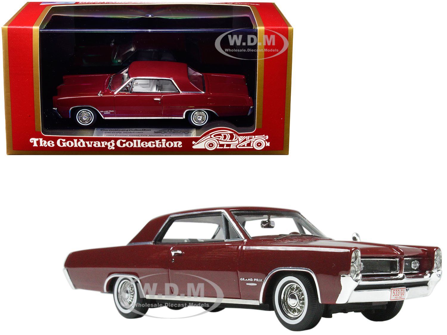 1964 Pontiac Grand Prix Marimba Red With White Interior Limited Edition To 230 Pieces Worldwide 1/43 Model Car By Goldvarg Collection