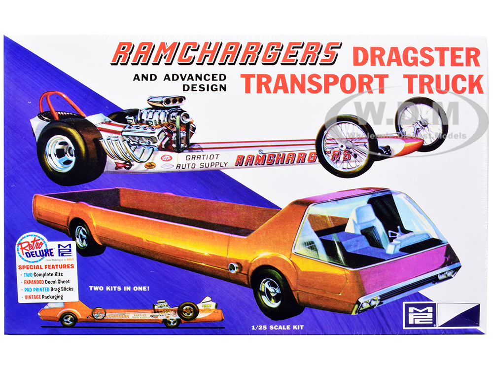 Skill 2 Model Kit Ramchargers Dragster and Advanced Design Transport Truck 2 Kits in 1 1/25 Scale Models by MPC