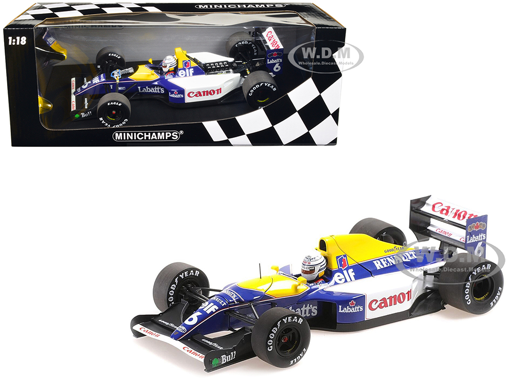 Williams Renault FW14B 6 Riccardo Patrese "Canon" F1 Formula One World Championship (1992) with Driver Limited Edition to 200 pieces Worldwide 1/18 D