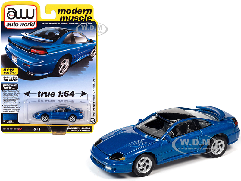 Image of 1991 Dodge Stealth R/T Twin Turbo Mystic Blue Metallic with Black Top "Modern Muscle" Limited Edition to 10240 pieces Worldwide 1/64 Diecast Model Ca