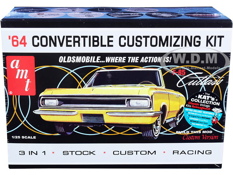 Skill 2 Model Kit 1964 Oldsmobile Cutlass F-85 Convertible 3-in-1 Kit 1/25 Scale Model by AMT