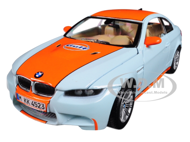 BMW M3 Coupe with "Gulf Oil" Livery Light Blue with Orange Stripe 1/24 Diecast Model Car by Motormax