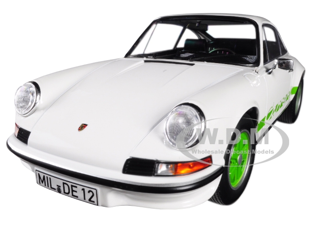 1973 Porsche 911 Rs Touring White With Green Stripes And Wheels 1/18 Diecast Model Car By Norev